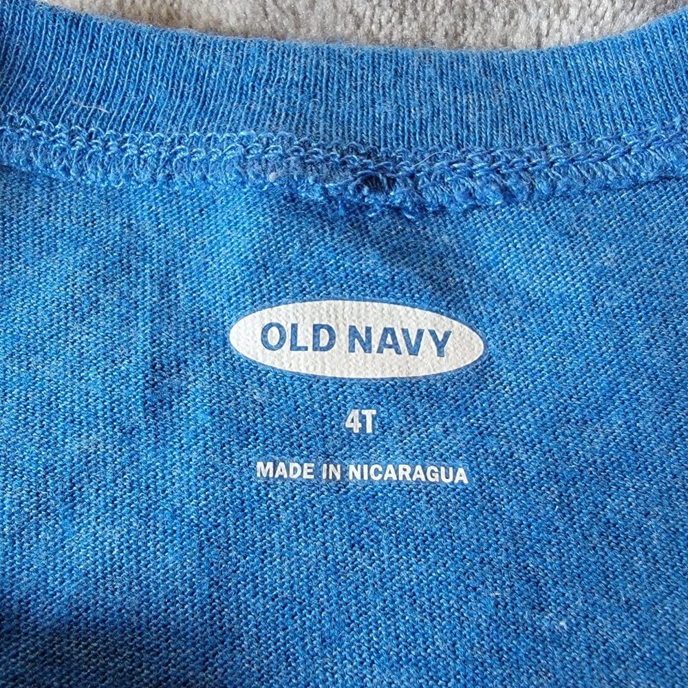 Old Navy Jurassic Park Long Sleeve Kids 4T Blue Excellent T-Rex Graphic Tee 725